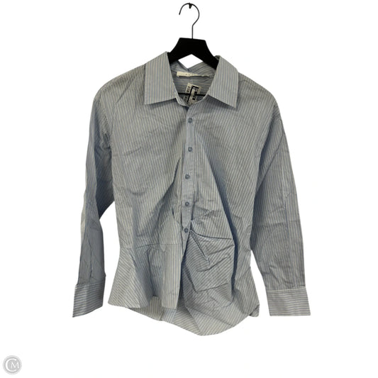 Blouse Long Sleeve By Astr In Blue & White, Size: Xs