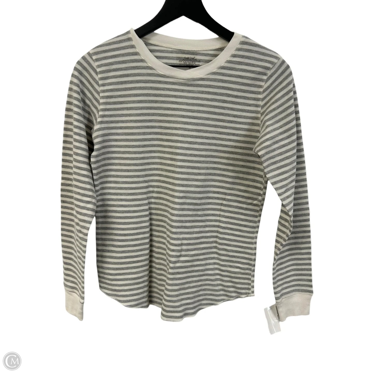 Top Long Sleeve Basic By Cuddl Duds In Grey & White, Size: M