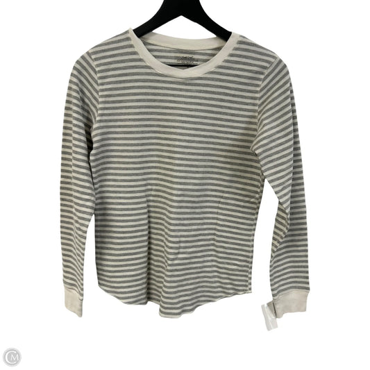 Top Long Sleeve Basic By Cuddl Duds In Grey & White, Size: M
