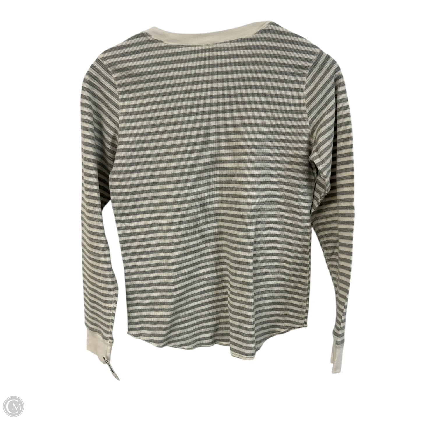 Top Long Sleeve Basic By Cuddl Duds In Grey & White, Size: M
