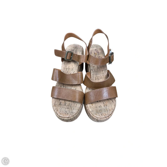 Sandals Heels Block By Kork Ease In Brown, Size: 7