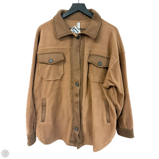 Jacket Shirt By Zenana Outfitters In Brown, Size: L