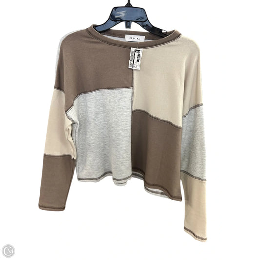 Top Long Sleeve By Gilli In Grey & Tan, Size: S