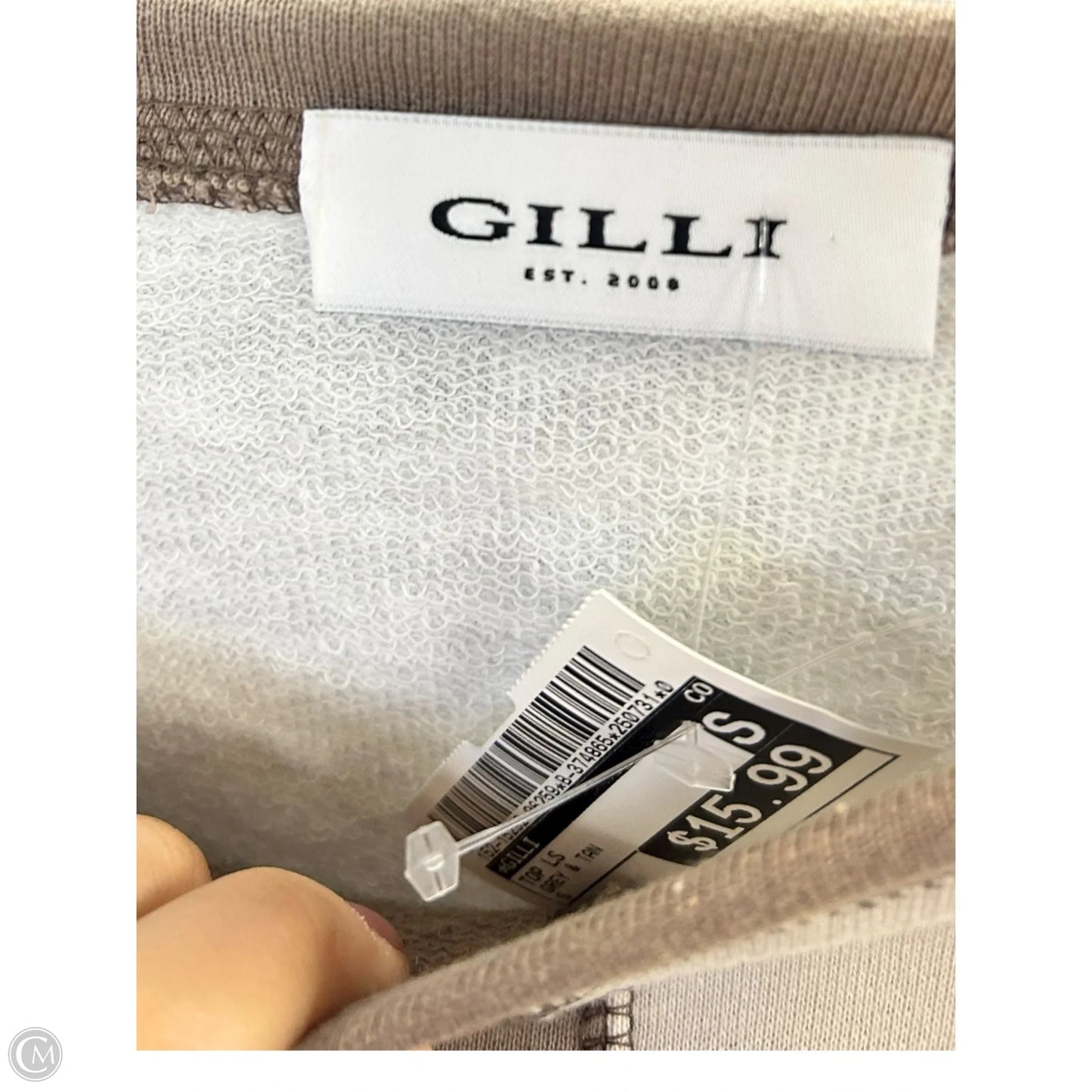 Top Long Sleeve By Gilli In Grey & Tan, Size: S