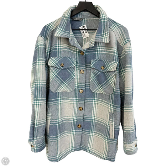 Jacket Shirt By Members Mark In Blue & Grey, Size: L