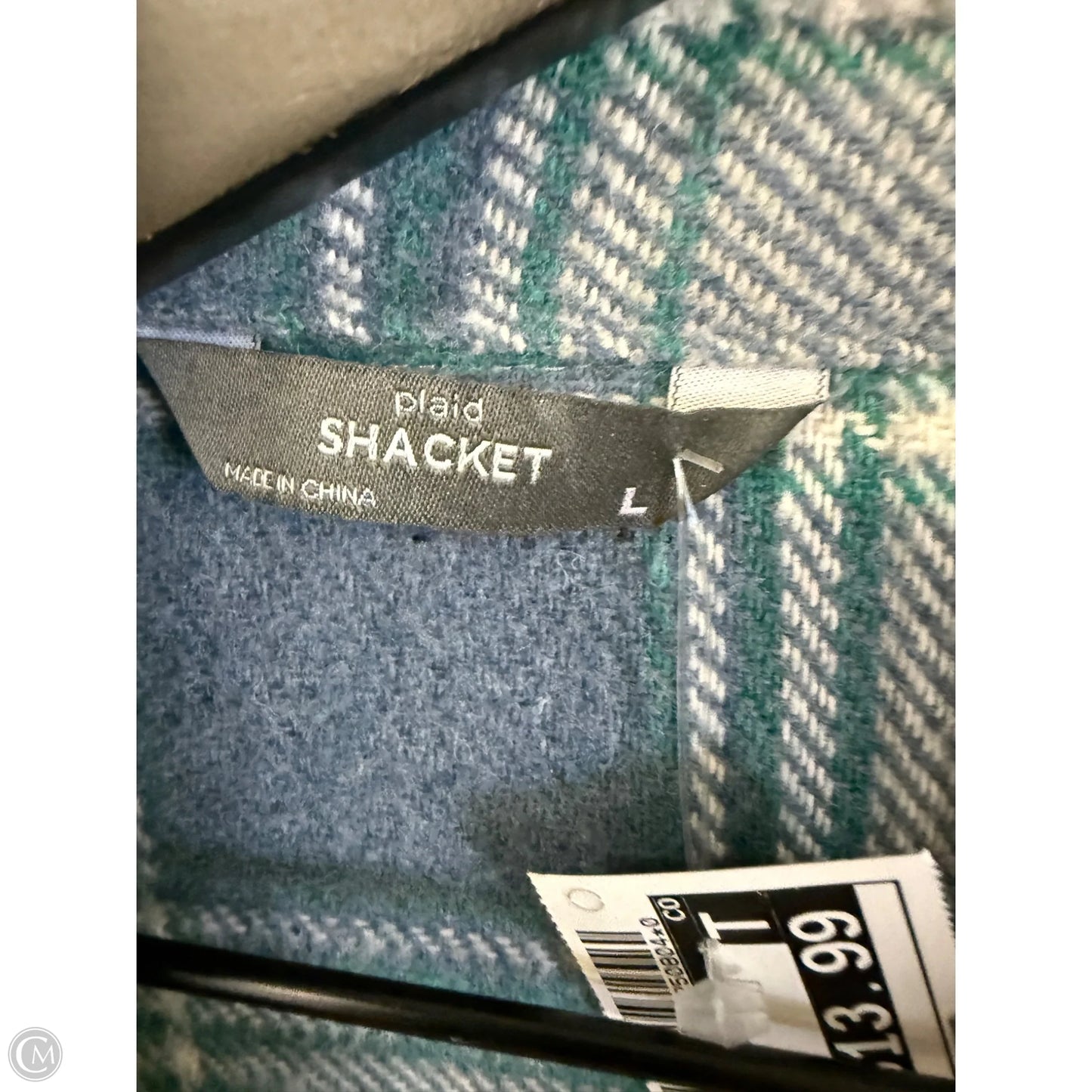 Jacket Shirt By Members Mark In Blue & Grey, Size: L